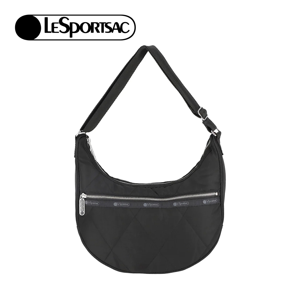 Lesportsac Quilted Medium Hobo 菱格壓紋月亮包/ 黑色