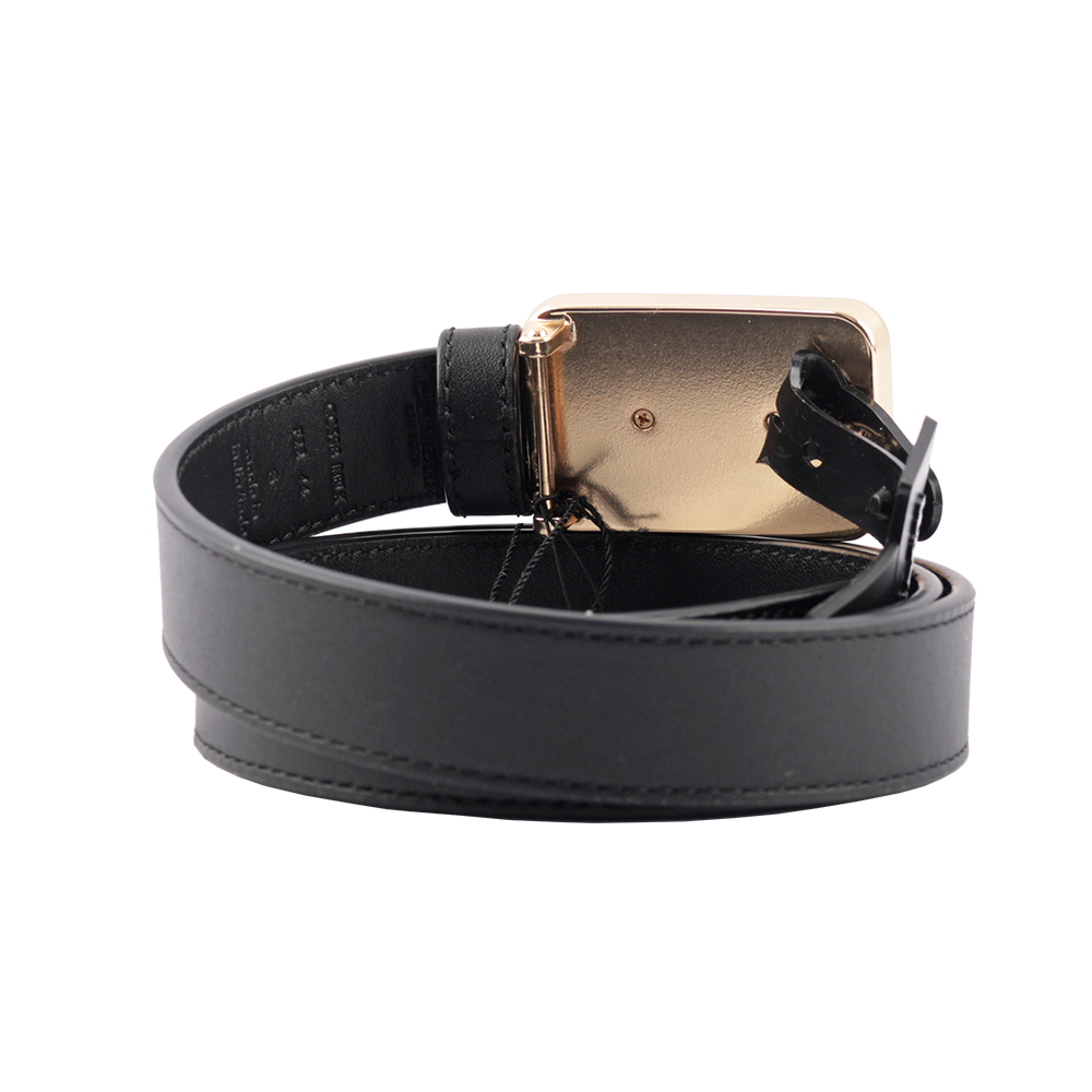 COACH 馬車圖案方牌釦頭精緻牛皮寬2.5cm皮帶 S / 黑色, 黑色, large