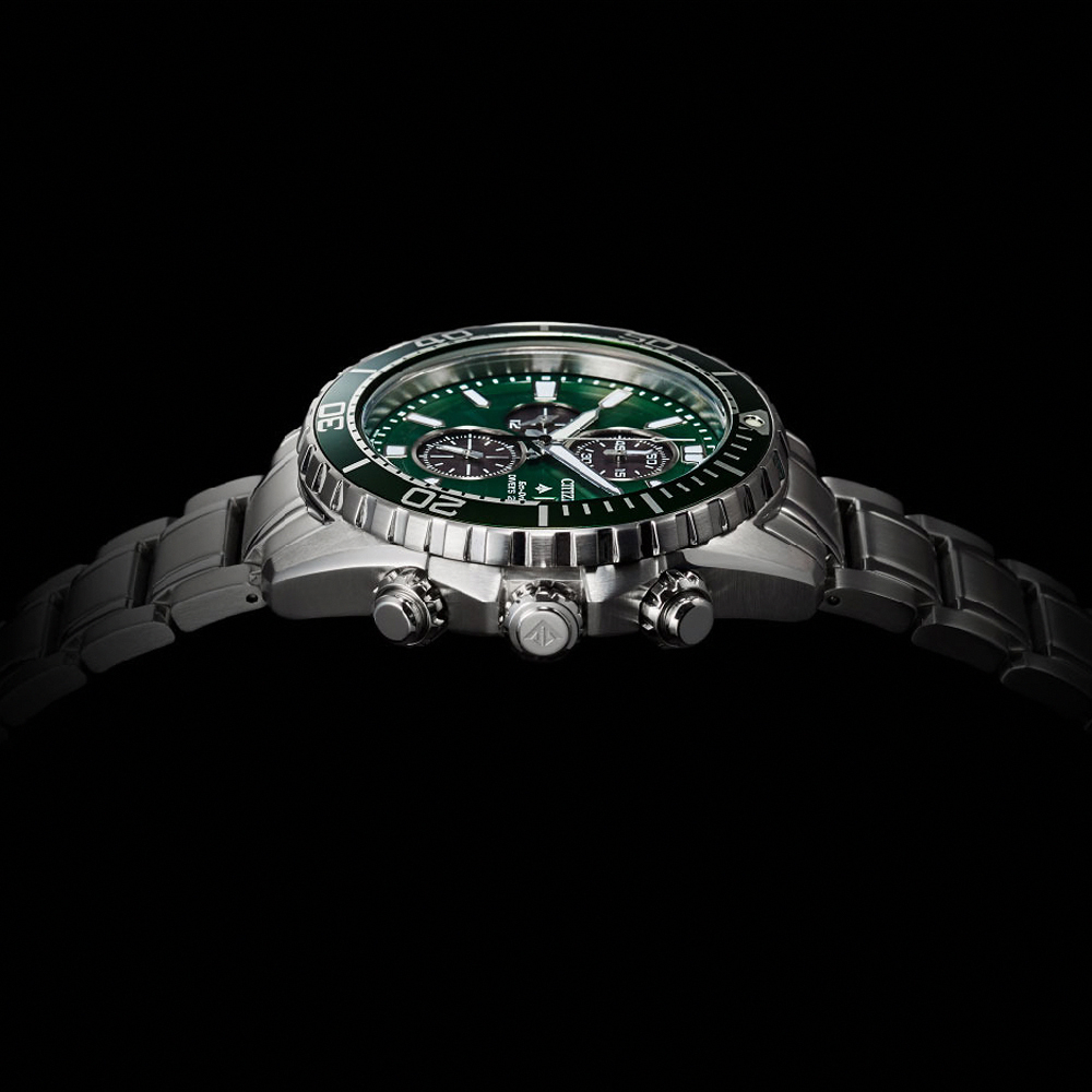 CITIZEN 星辰 Promaster 光動能潛水計時手錶-銀x綠/44.5mm CA0820-50X, , large