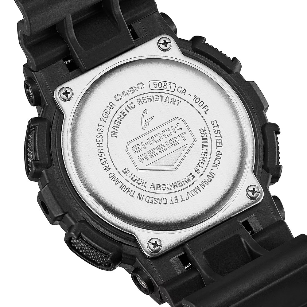 CASIO 卡西歐 G-SHOCK 熾熱火焰系列 雙顯手錶 GA-100FL-1A, , large