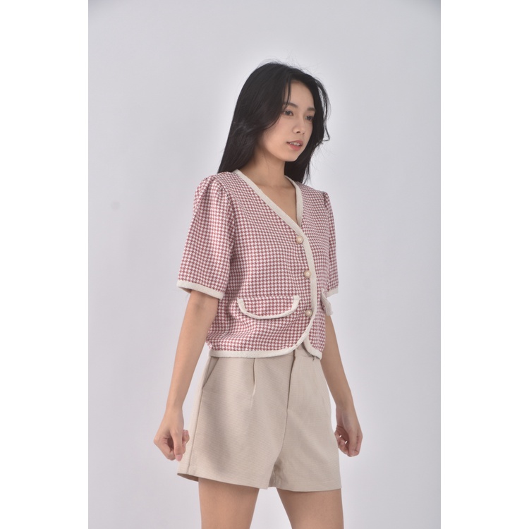 (S) 【依庭私服】xhj質感千鳥格紋紅色外套二手衣, , large
