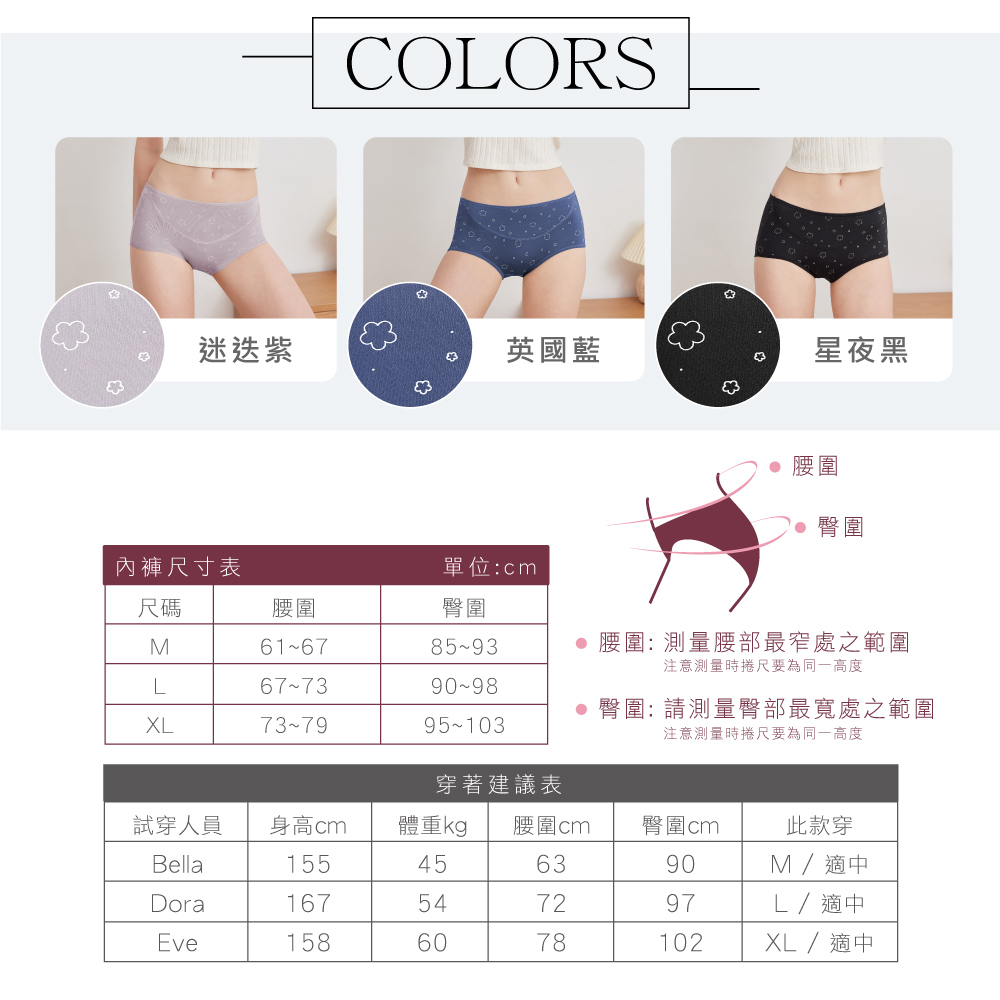 【Clany可蘭霓】 台灣製涼感竹炭遠紅外線印花抑菌消臭M-XL防漏生理褲 迷迭紫 2235-91, , large