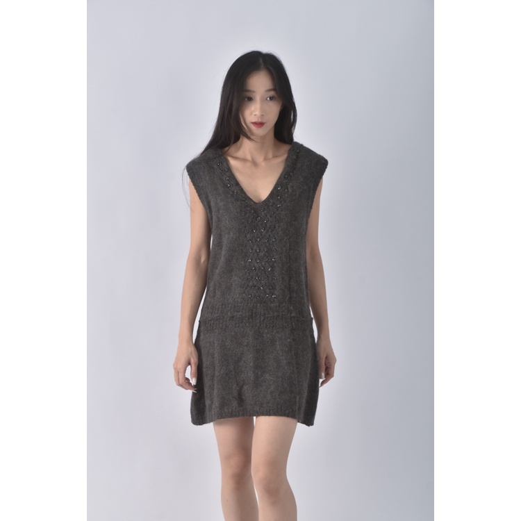 (S) yustz無袖毛衣灰色洋裝二手衣