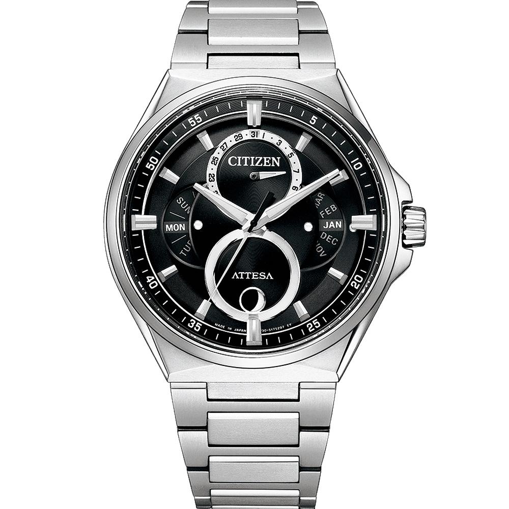 CITIZEN 星辰 鈦金屬 光動能三重日曆月相手錶/42mm BU0060-68E, , large