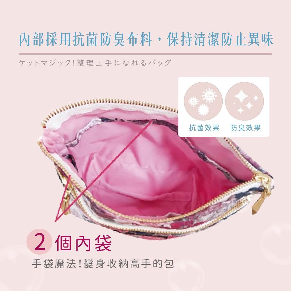 日本製 【Passage Bois】緹花 雙層拉鍊面紙化妝包, , large