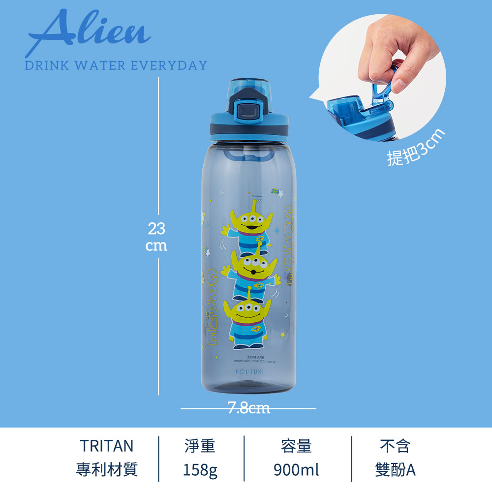 HOUSUXI-迪士尼 Tritan彈蓋水瓶900ml, , large