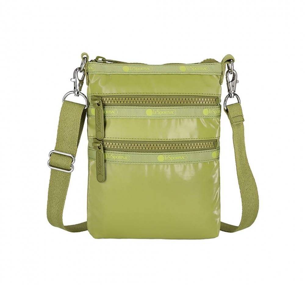 |快速出貨|Lesportsac 3 Zip Crossbody 三層拉鍊斜背包 手機包 送禮推薦-亮面橄欖綠, , large