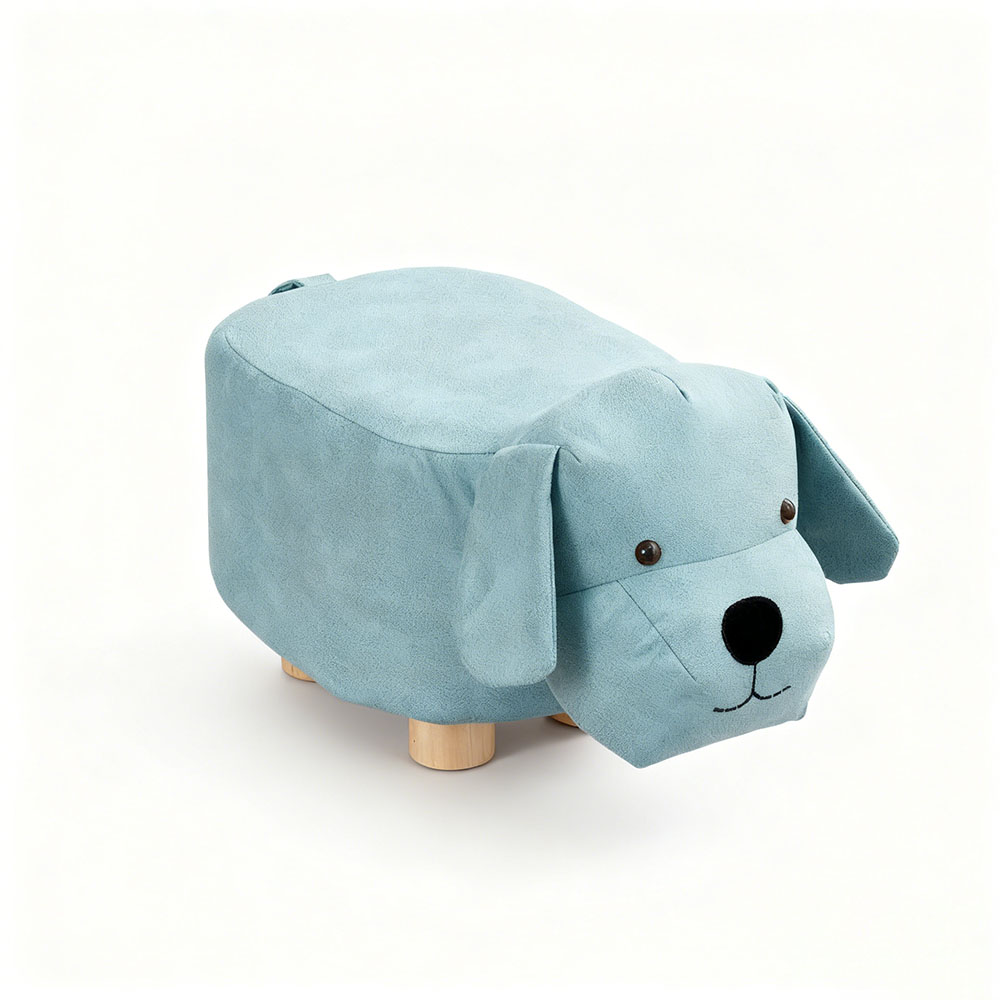 創意動物造型實木兒童小矮凳小狗綠色, , large