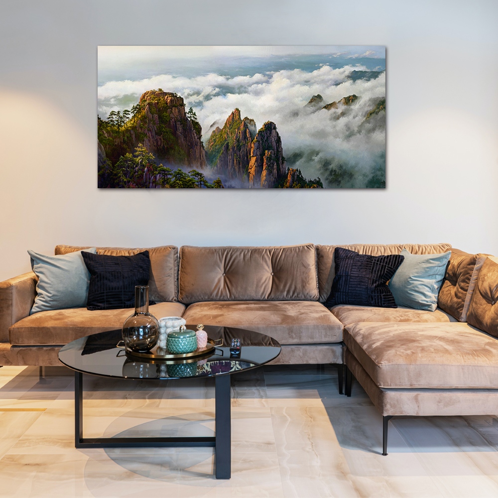 【御畫房】黃山雲海 國家一級畫師手繪油畫60×120cm(VF-137), , large