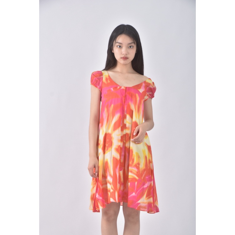 (S) iroo質感花紋橘色洋裝二手衣