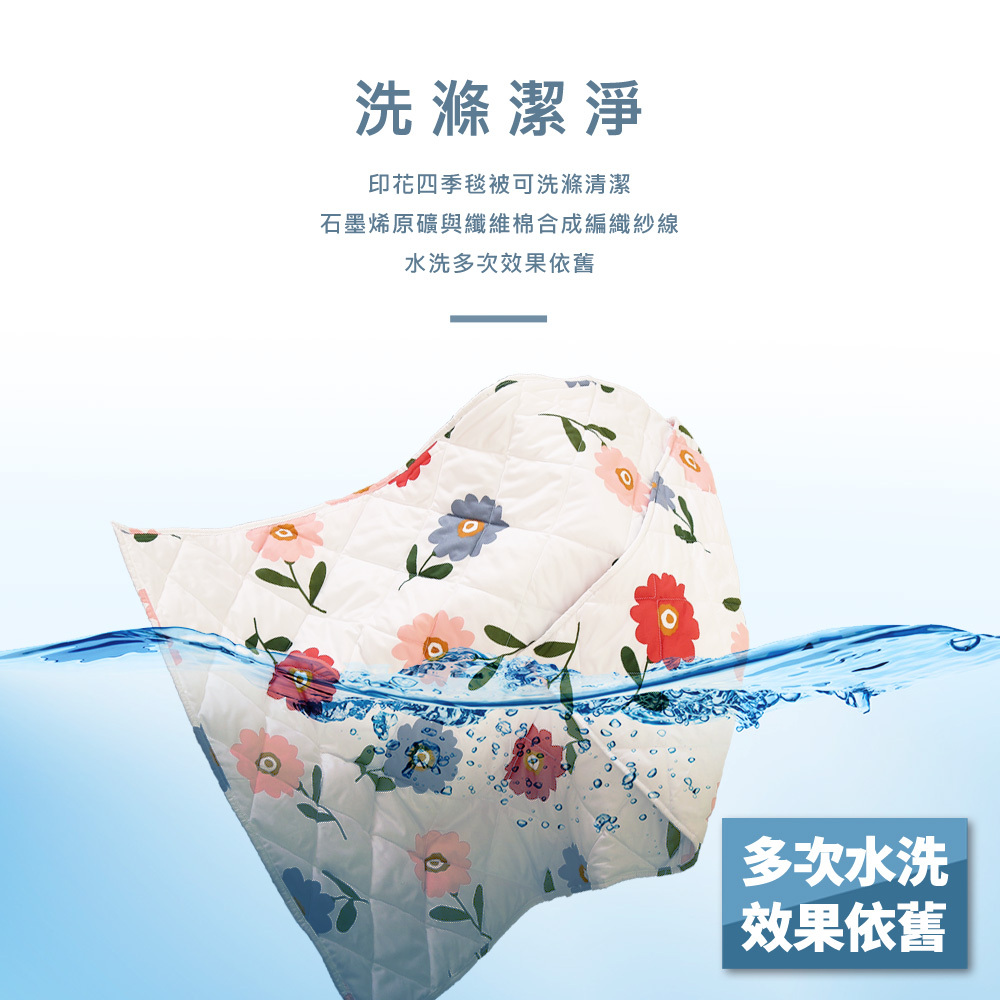 【日本旭川】生命磁醫護級石墨烯四季毯被1入140x225+石墨烯雙人床包枕套組 舒眠放鬆 推薦, , large