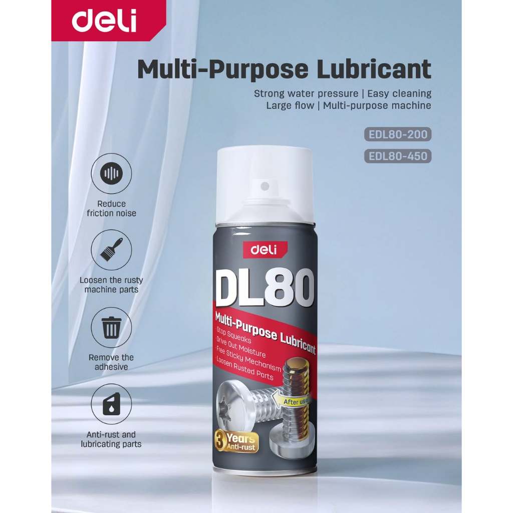 【deli tools】DL80 Professional Long-Lasting Anti-Rust Lubricant Multi-Purpose Penetrating Oil / Rust Remover / Cleaner-450ml, , large
