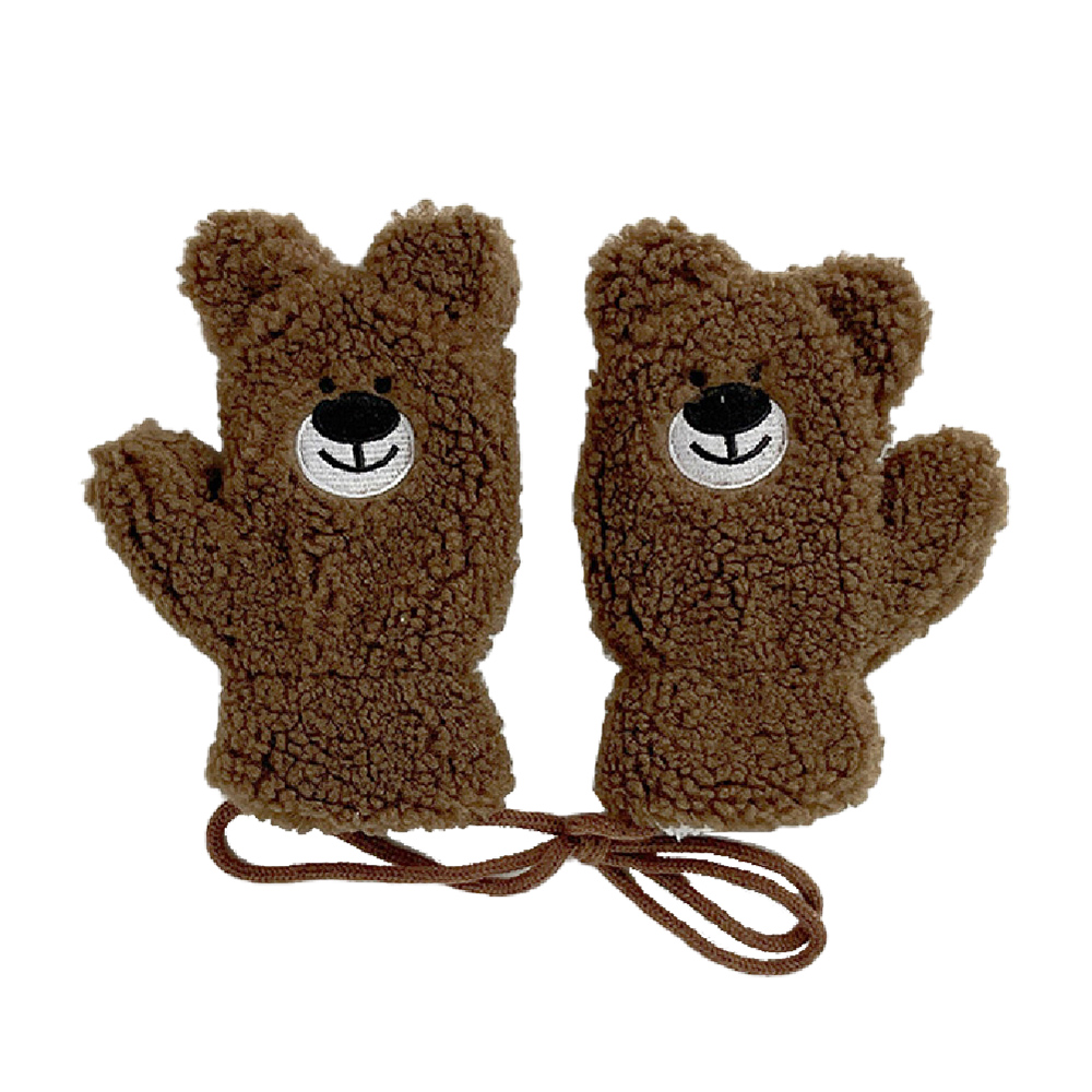 兒童可愛加絨圍巾手套組, , large