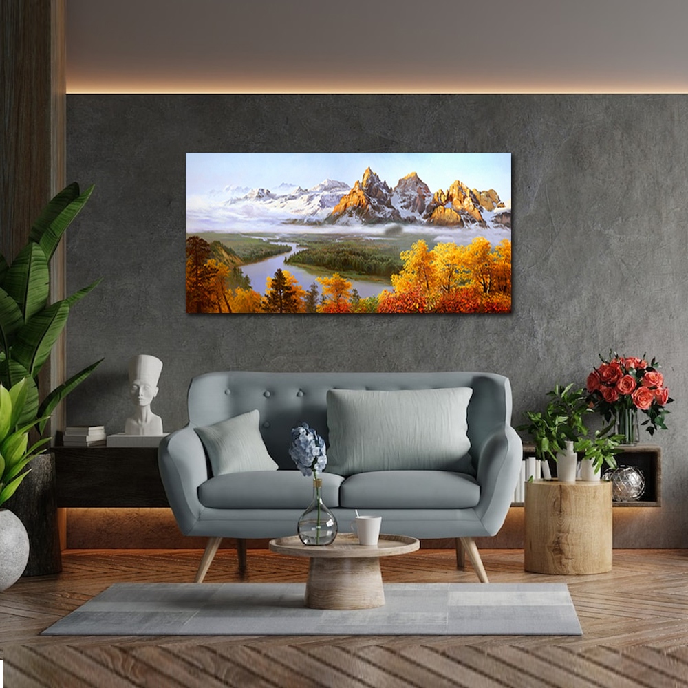 【御畫房】金山銀山 國家一級畫師手繪油畫60×120cm(VF-62), , large