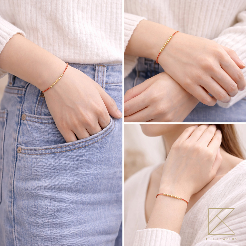 【TLH】母親節限定 黃金墜手鍊 純金999 十全十美 約重0.05錢&plusmn;0.01 贈母親節禮盒包裝, , large