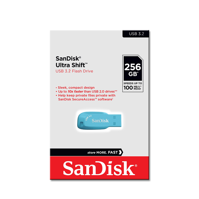 【SanDisk】CZ410 Ultra Shift 256G USB 3.2 天空藍 隨身碟 速度 100MB/s, , large