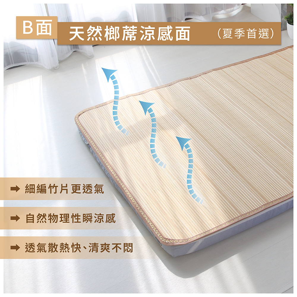 【台灣製造】天然原色細編消暑蓆 厚度5cm 單人3尺｜遇見森林｜四季可用 涼感蓆面 三折床墊 草蓆, , large