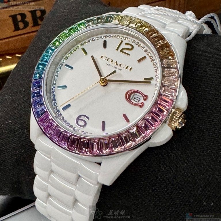 [星晴錶業]COACH手錶,38mm,CH00167白色錶面白錶殼白陶瓷錶帶款, , large