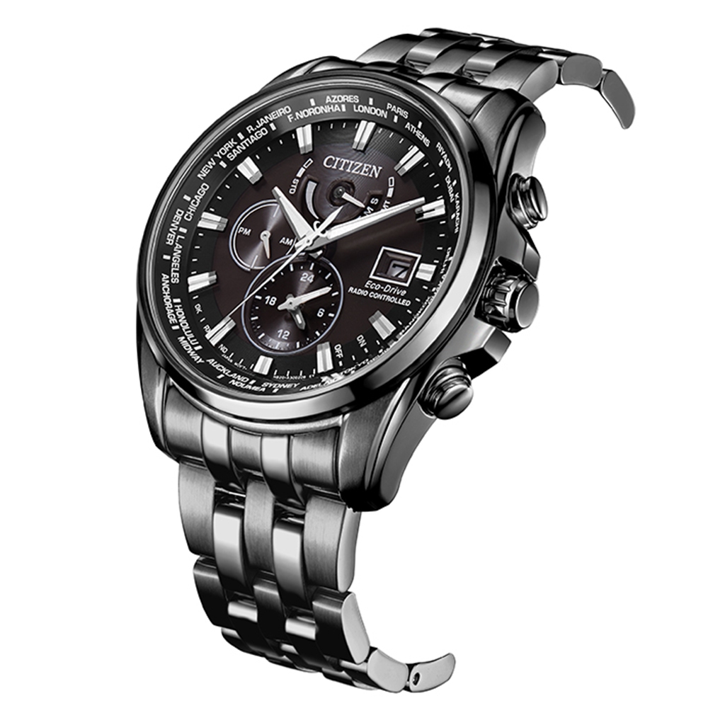 CITIZEN 星辰 亞洲限定款 光動能萬年曆電波手錶 AT9127-80E, , large