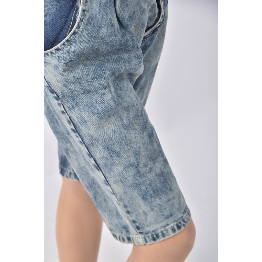 (3XL) jean sen高腰丹寧牛仔七分藍色長褲二手衣, , large