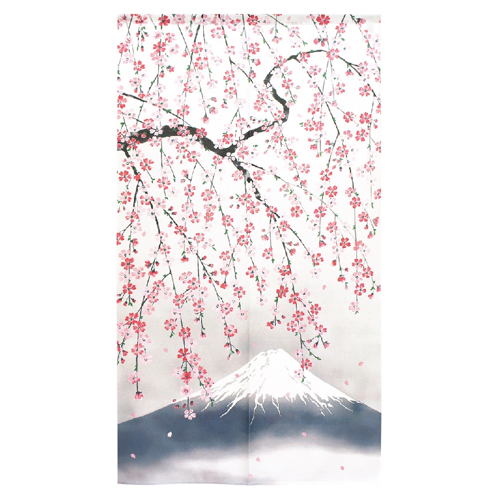 日本製【コスモ】長門簾《富士山春天櫻花》, , large