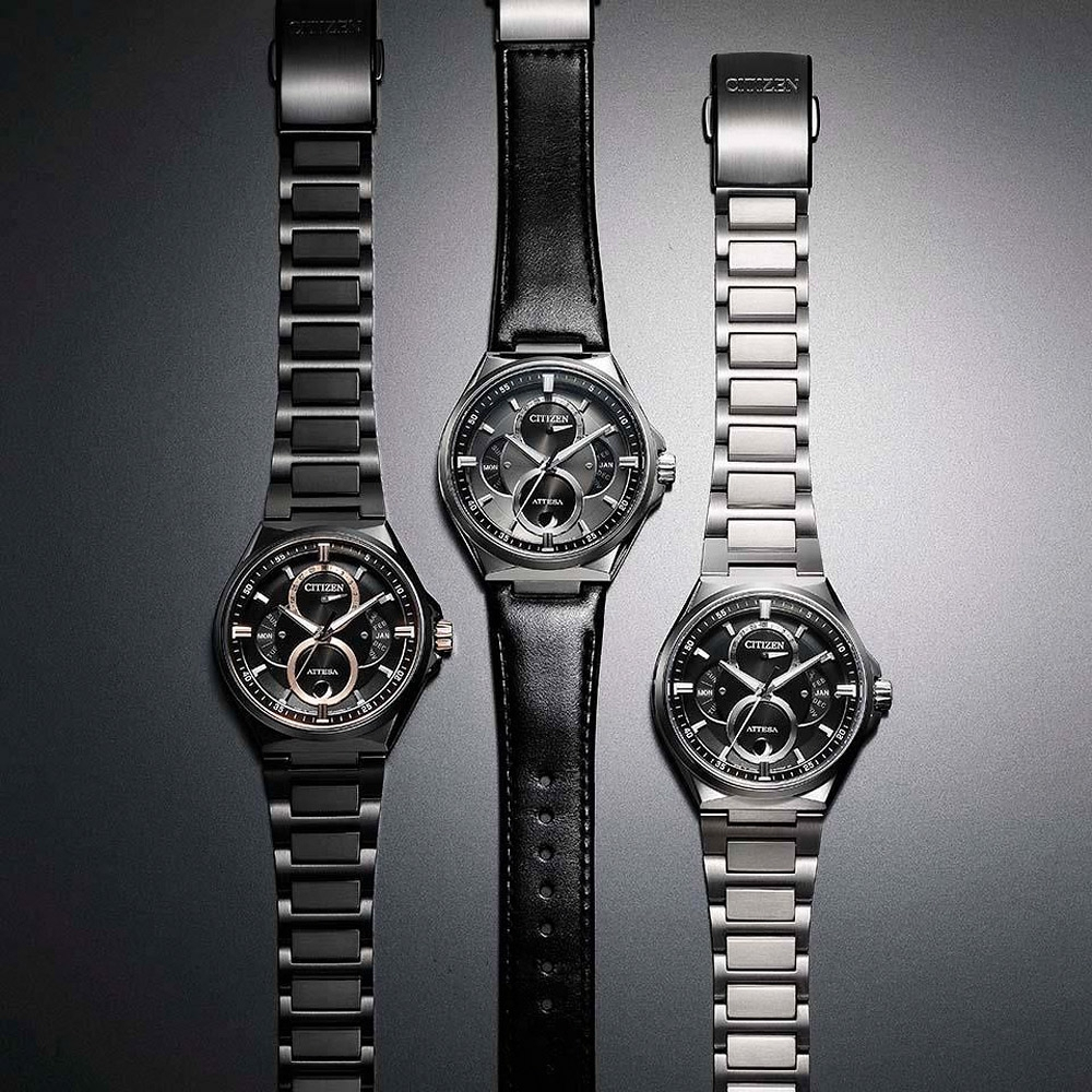 CITIZEN 星辰 鈦金屬 光動能三重日曆月相手錶/42mm BU0060-68E, , large