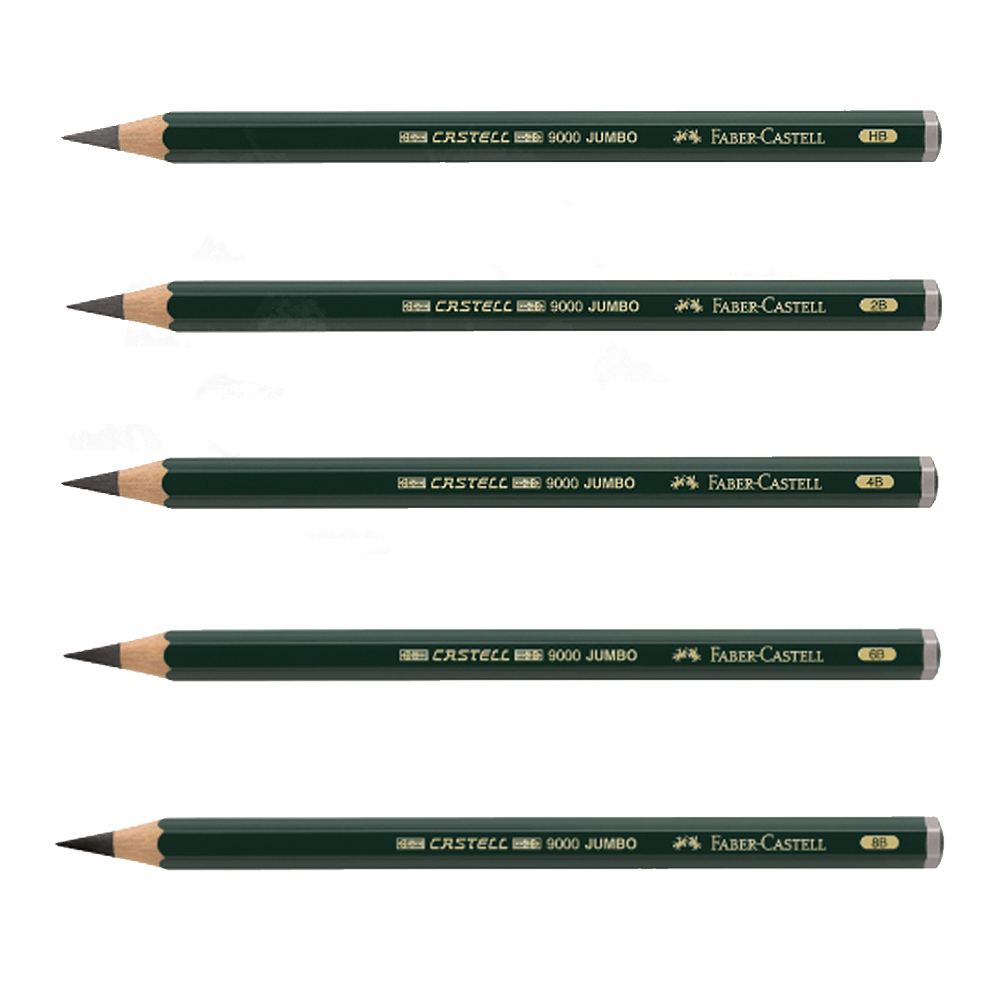 【Faber-Castell】輝柏 JUMBO頂級9000素描鉛筆HB/2B/4B/6B/8B 6支入 / 盒 119300~119308  -  8B, , large
