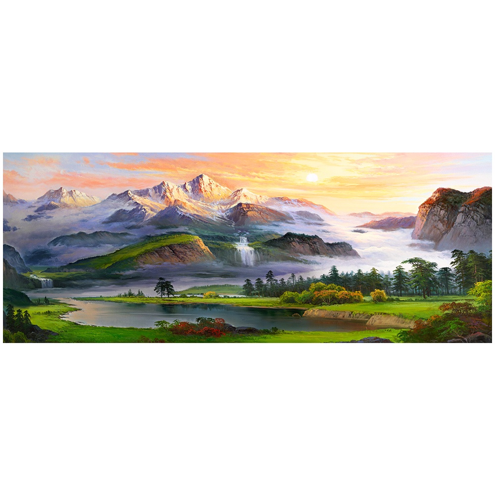 【御畫房】旭日東升 國家一級畫師手繪油畫60×120cm(VF-56), , large