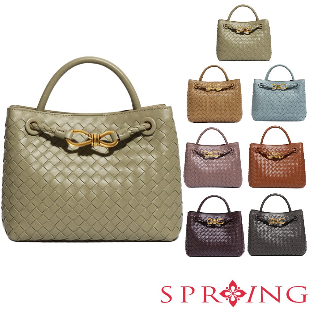 SPRING-時尚手工編織肩背包 簡約質感手提小方包-多色, , large