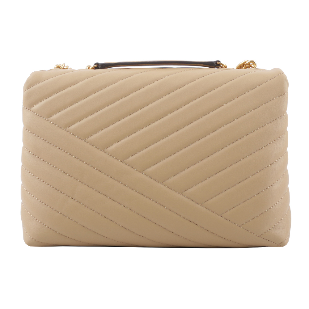 TORY BURCH Kira 縫線設計翻蓋肩背/斜背鍊包/沙漠色, , large