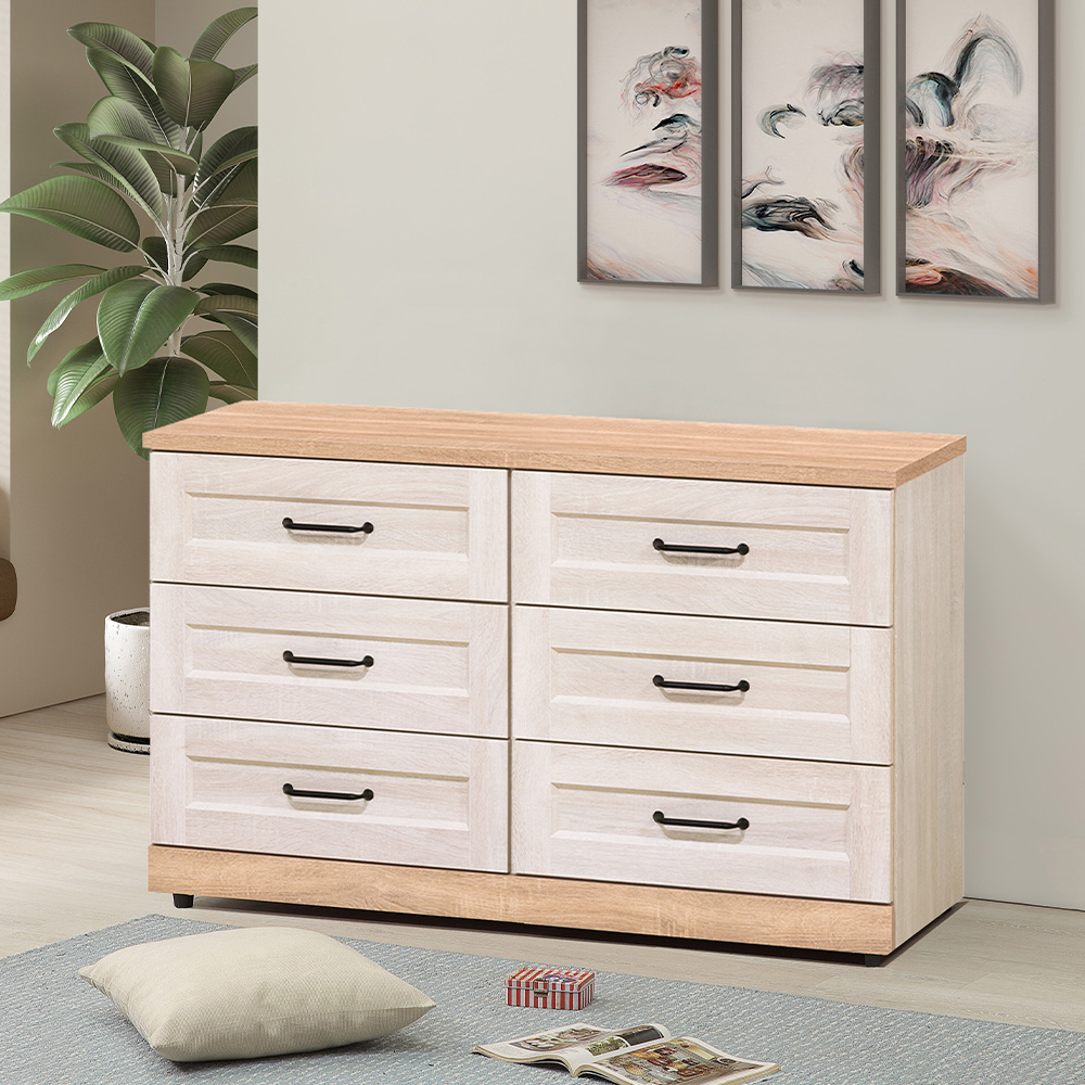 【唯熙傢俱】查理白橡色六斗櫃 抽屜櫃, , large