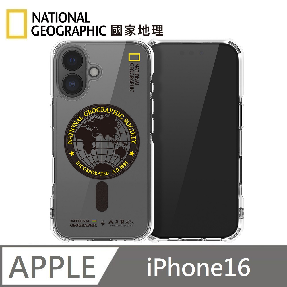 National Geographic 國家地理 Rugged 磁吸防摔保護殼 Magsafe磁吸 適用 iPhone 16 - 全球印章黃, , large