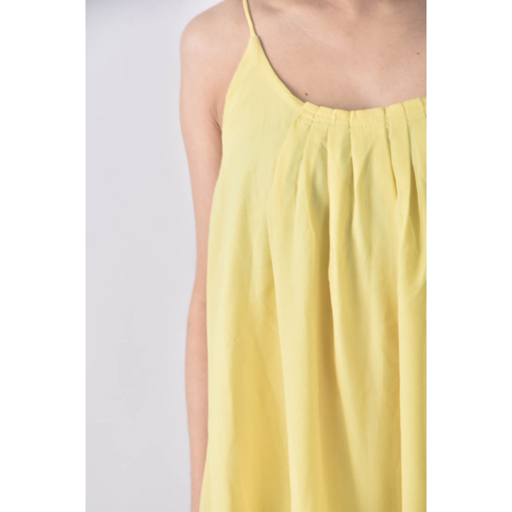 (S) 吊帶無袖黃色洋裝二手衣, , large