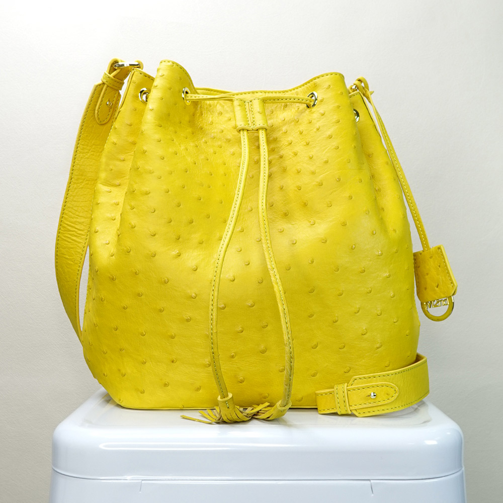 【M2ND】Ostrich bucket bag-Yellow, , large