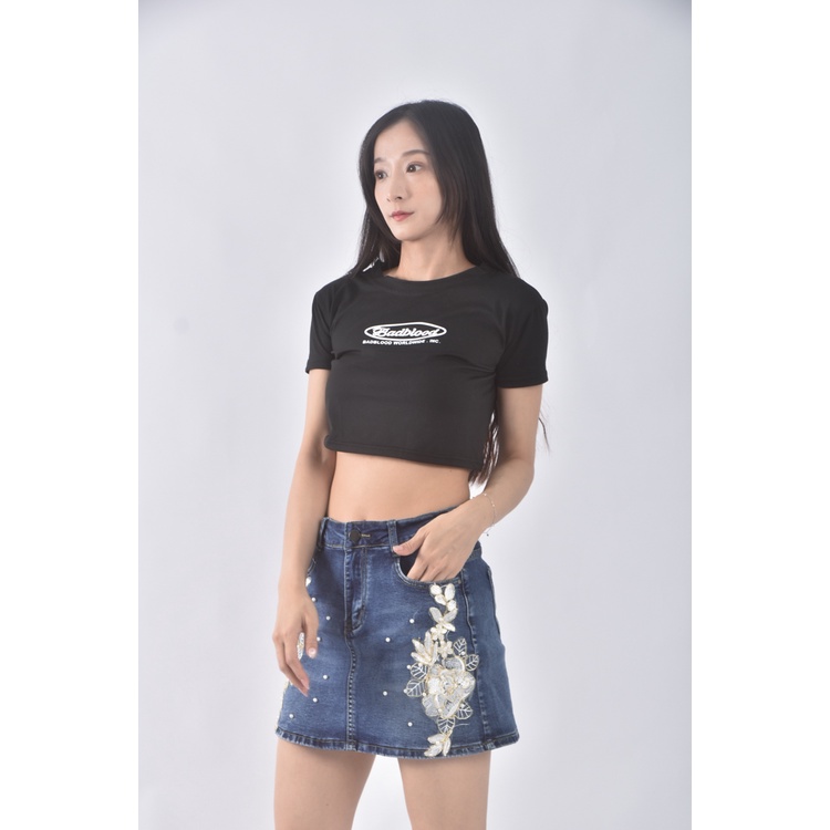 (M) used jeans丹寧牛仔質感棉質藍色短裙二手衣, , large