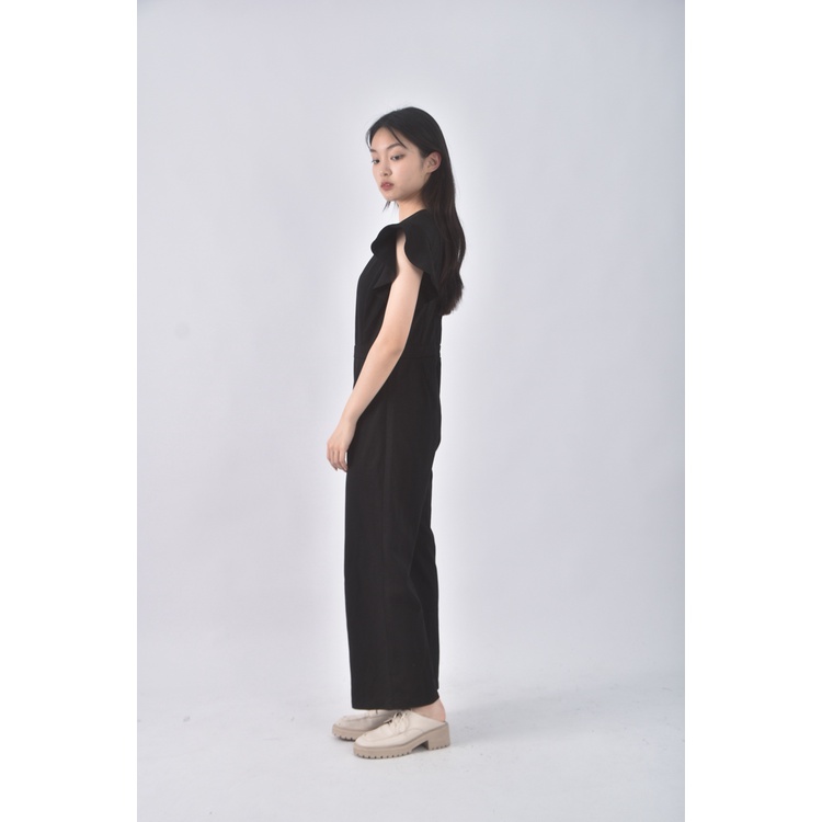 (XL) shein素面黑色連身裝二手衣, , large