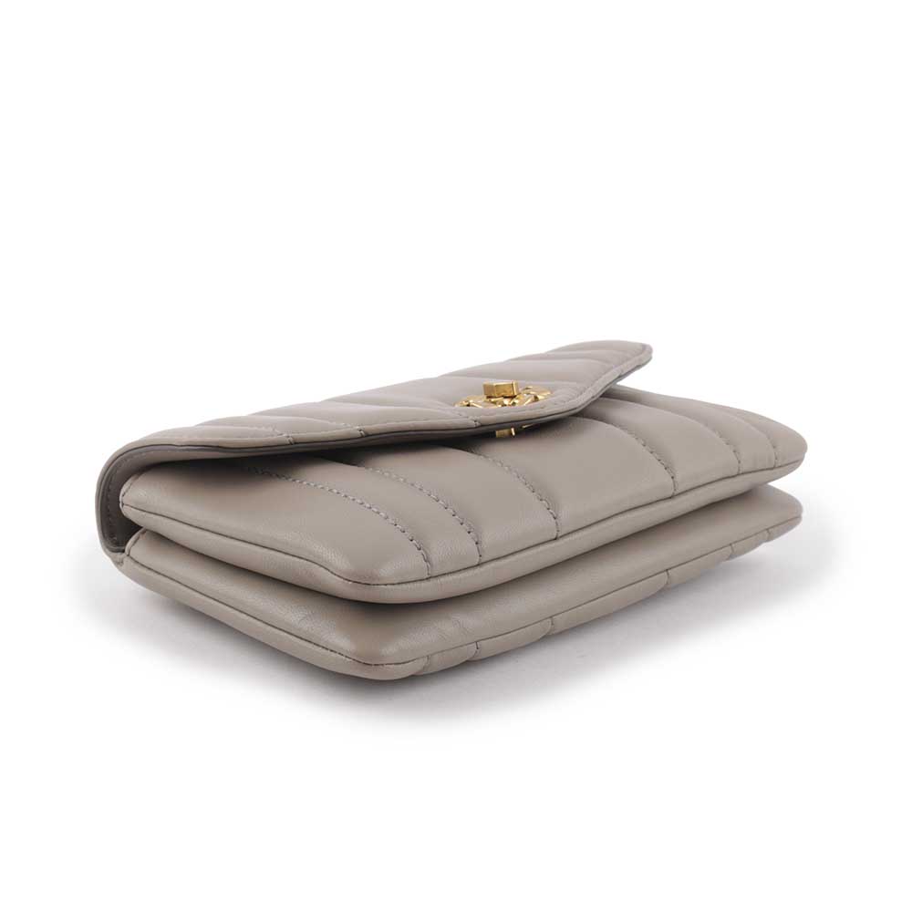 TORY BURCH Kira 直條縫線皮革手提/斜背迷你二用包/灰色, , large