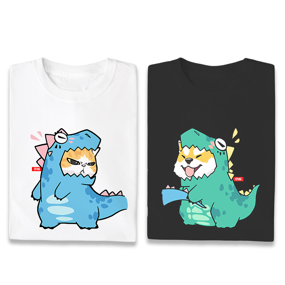 JZ TEE Cat & Shiba Inu - T-Rex Graphic Tee
