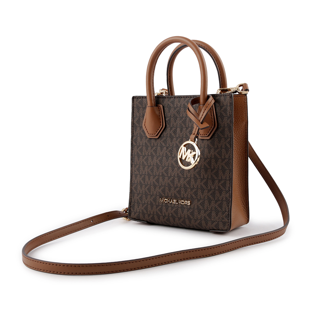 Michael Kors Mercer 塗層帆布手提/斜背二用迷你琴譜包/咖啡色, , large