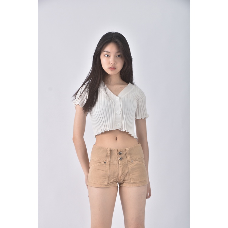 (XL) jojo jeans質感丹寧牛仔棉質純棉杏色短褲二手衣, , large