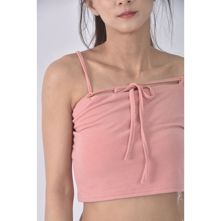 (S) 【安于晴Charlene私服】吊帶修身短版棉質無袖粉色上衣二手衣, , large