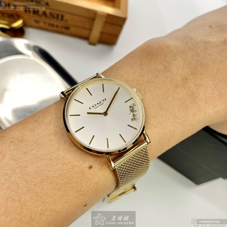 [星晴錶業]COACH手錶,34mm,CH00073白色錶面金色錶殼金色米蘭錶帶款, , large