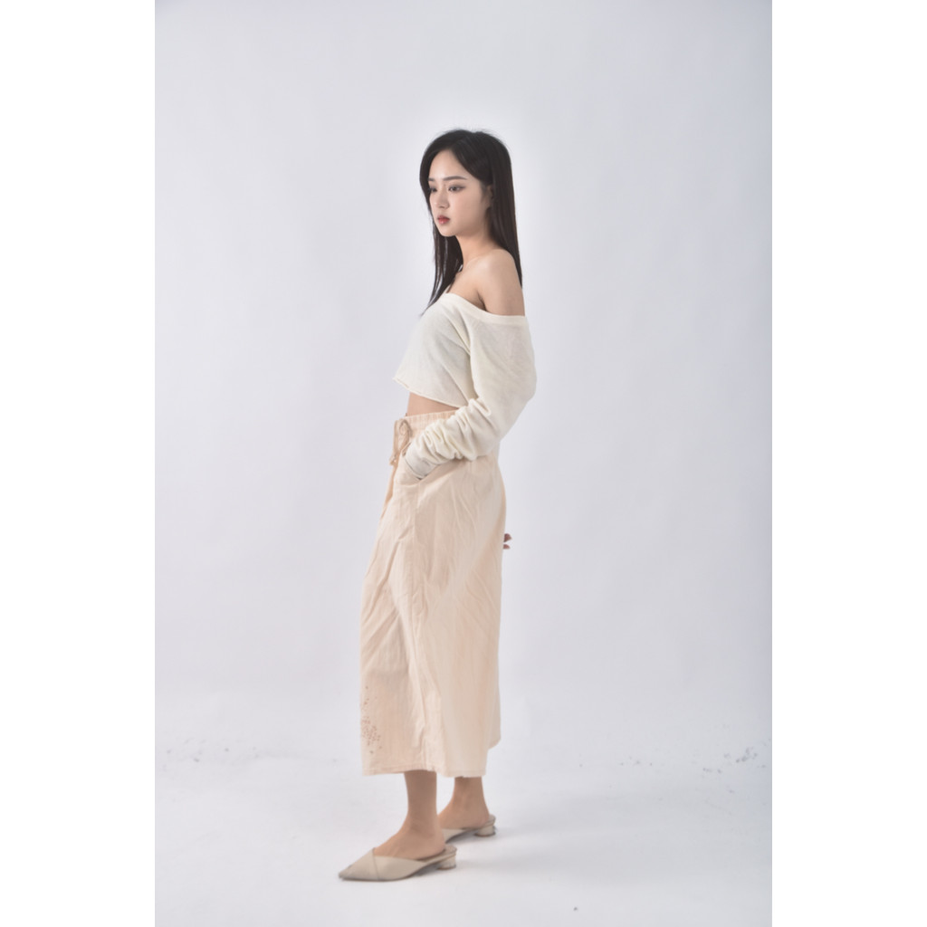 (XL) 精品高腰休閒杏色長褲二手衣, , large