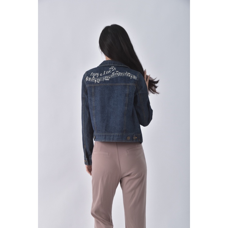 (M) 【房業涵私服】liz lisa丹寧牛仔音符刺繡藍色外套二手衣, , large