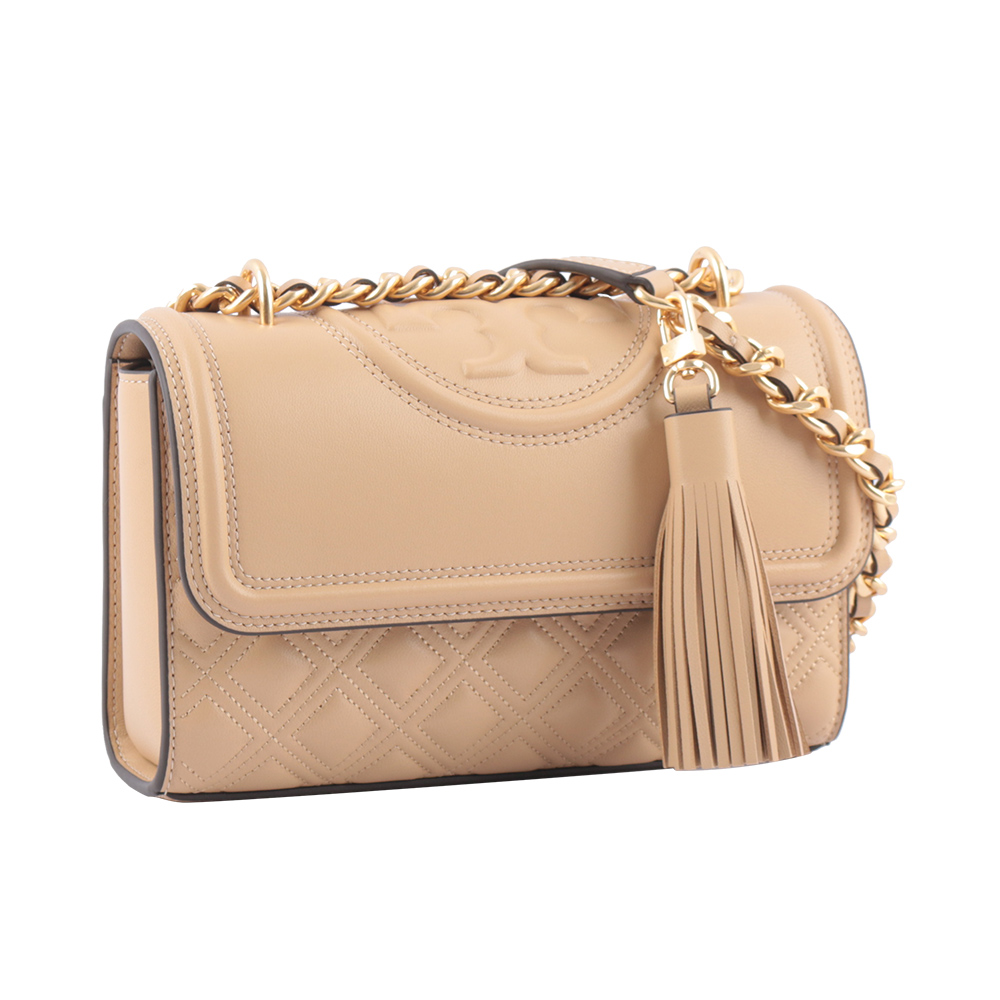 TORY BURCH Fleming 縫線翻蓋小款流蘇二用包/沙色, , large