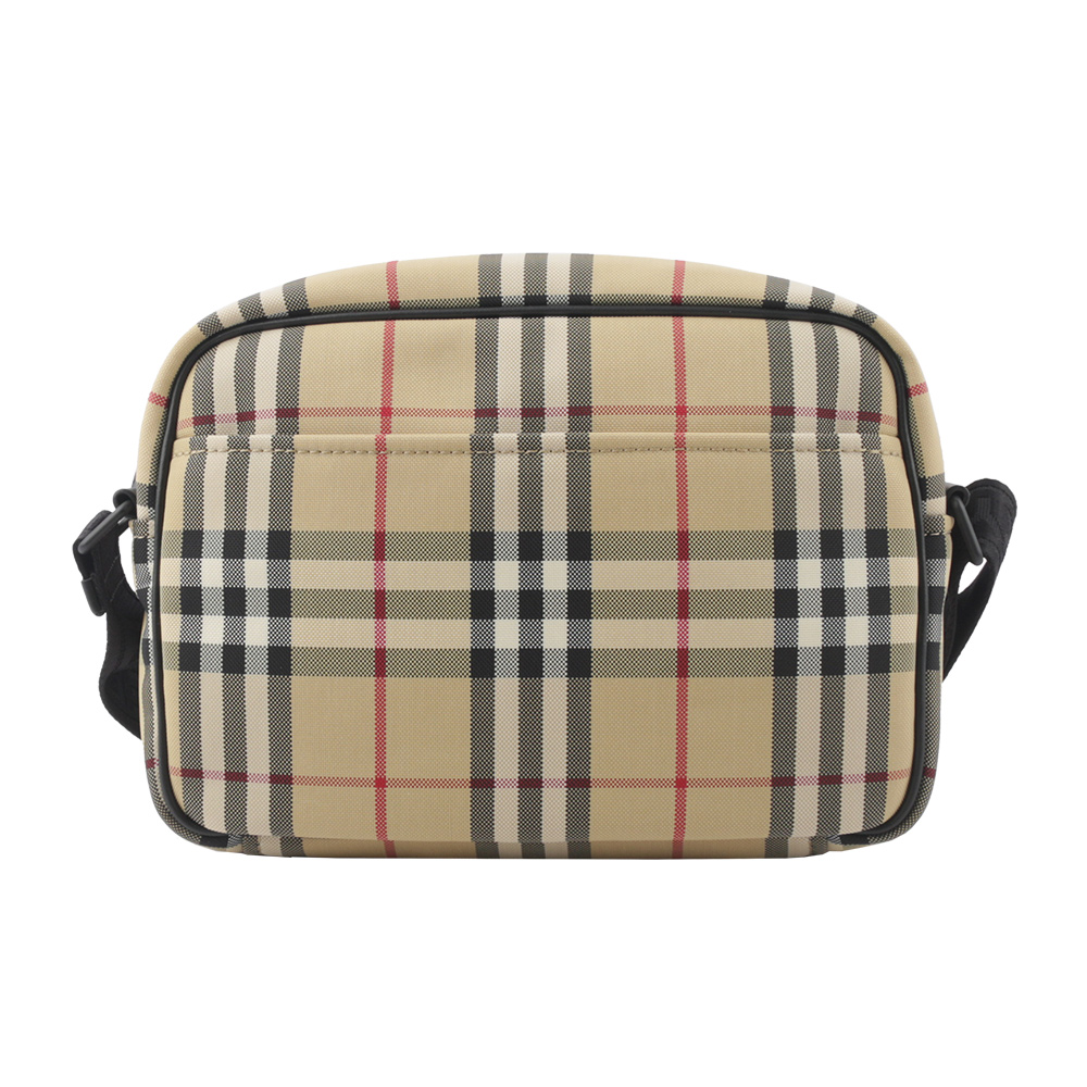 BURBERRY Paddy 格紋尼龍帆布拉鍊斜背包/經典米色, , large