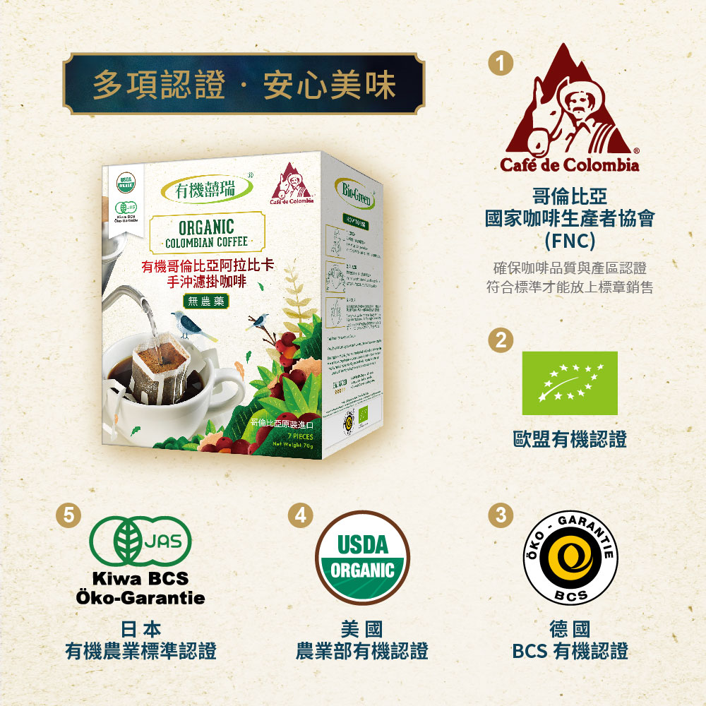 Organic Filter Coffee (10g*7 packs), , large