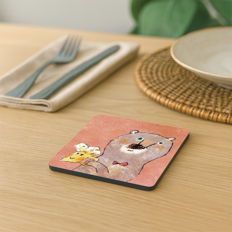 【怪獸】軟式珪藻土吸水杯墊 A Cup of Life---Ducky Shen (10x10cm) -Beer bear, , large