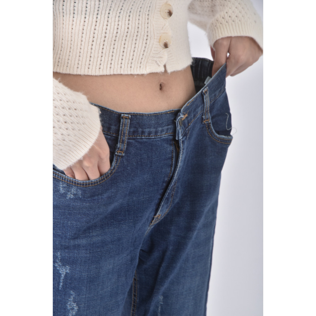 (L) flyup韓牌丹寧牛仔直筒藍色長褲二手衣, , large