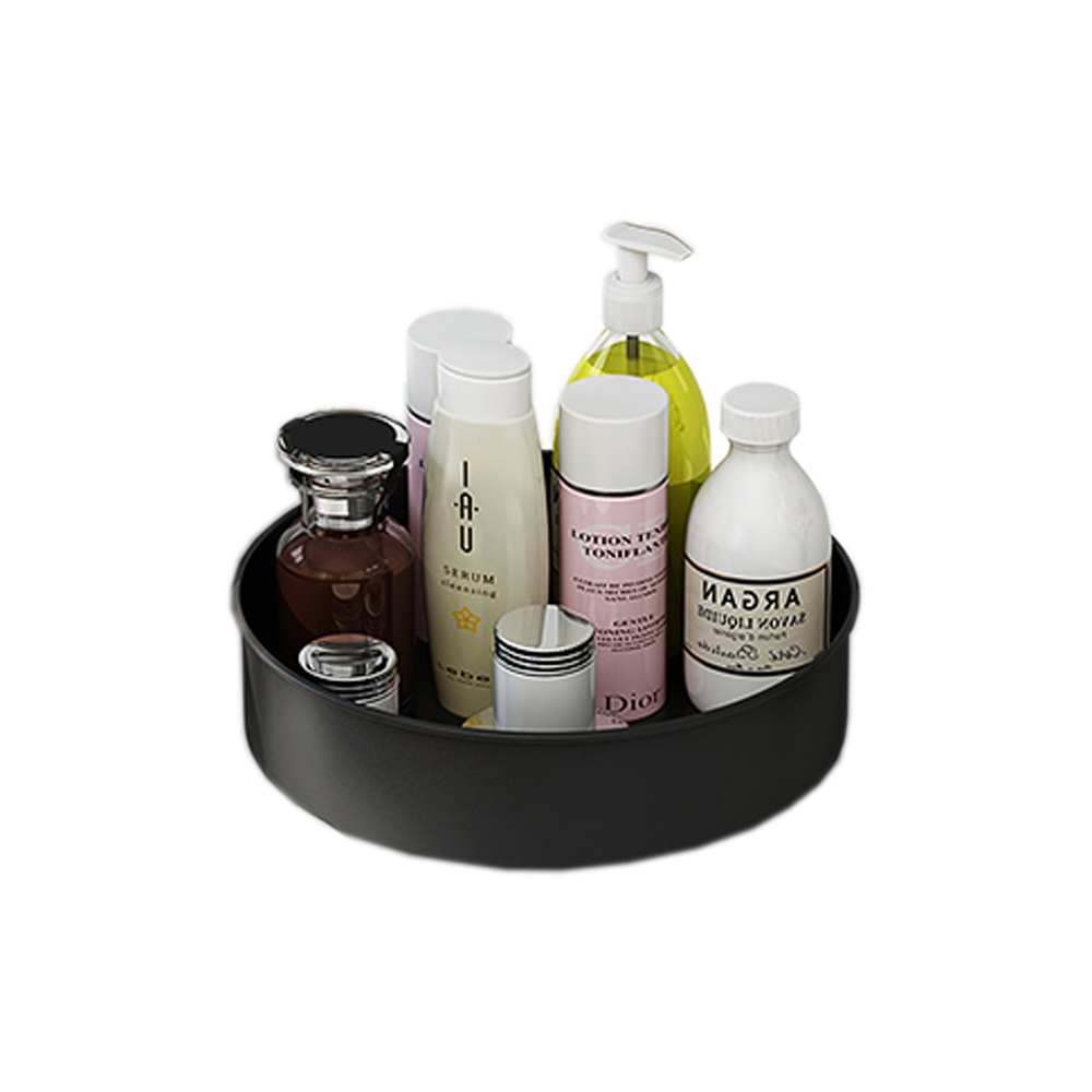 【Besthot】不鏽鋼360度多功能旋轉收納盤－兩入組, 不鏽鋼黑色, large